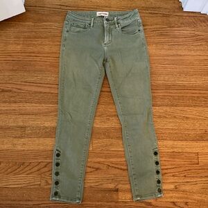 DRIFTWOOD Olive Skinny Crops with Button Accents